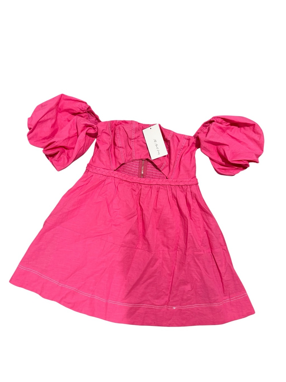 ✨💕NWT Hello Molly Women’s Pink A Line Mini Cut Out Puff Sleeve Dress | XL